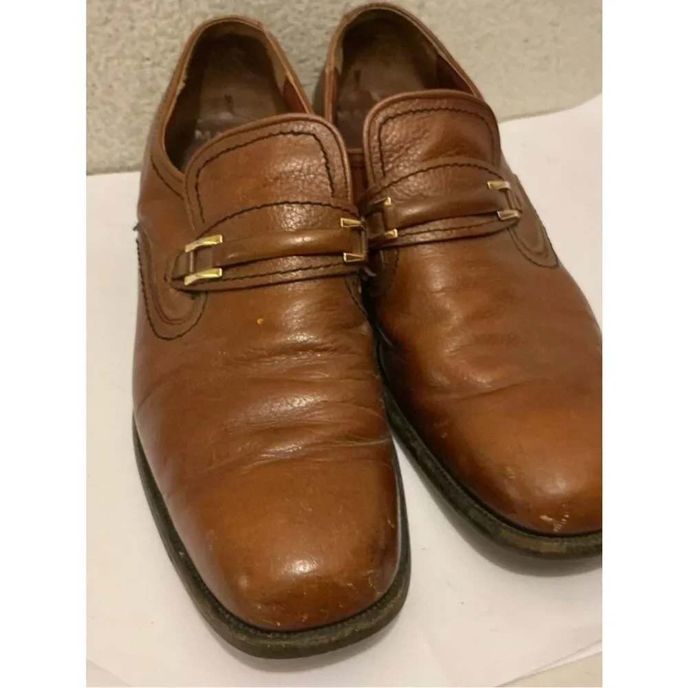 Vintage Mason shoe velvet horse bit Men's Brown Leather Slip-On Dress Shoes 12 B